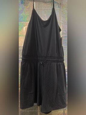 NWT FLX Black Active Romper with Pockets Size Large